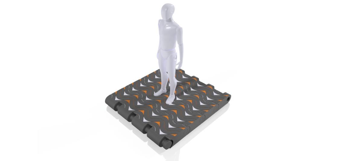A person standing on an assembled Tessembly surface